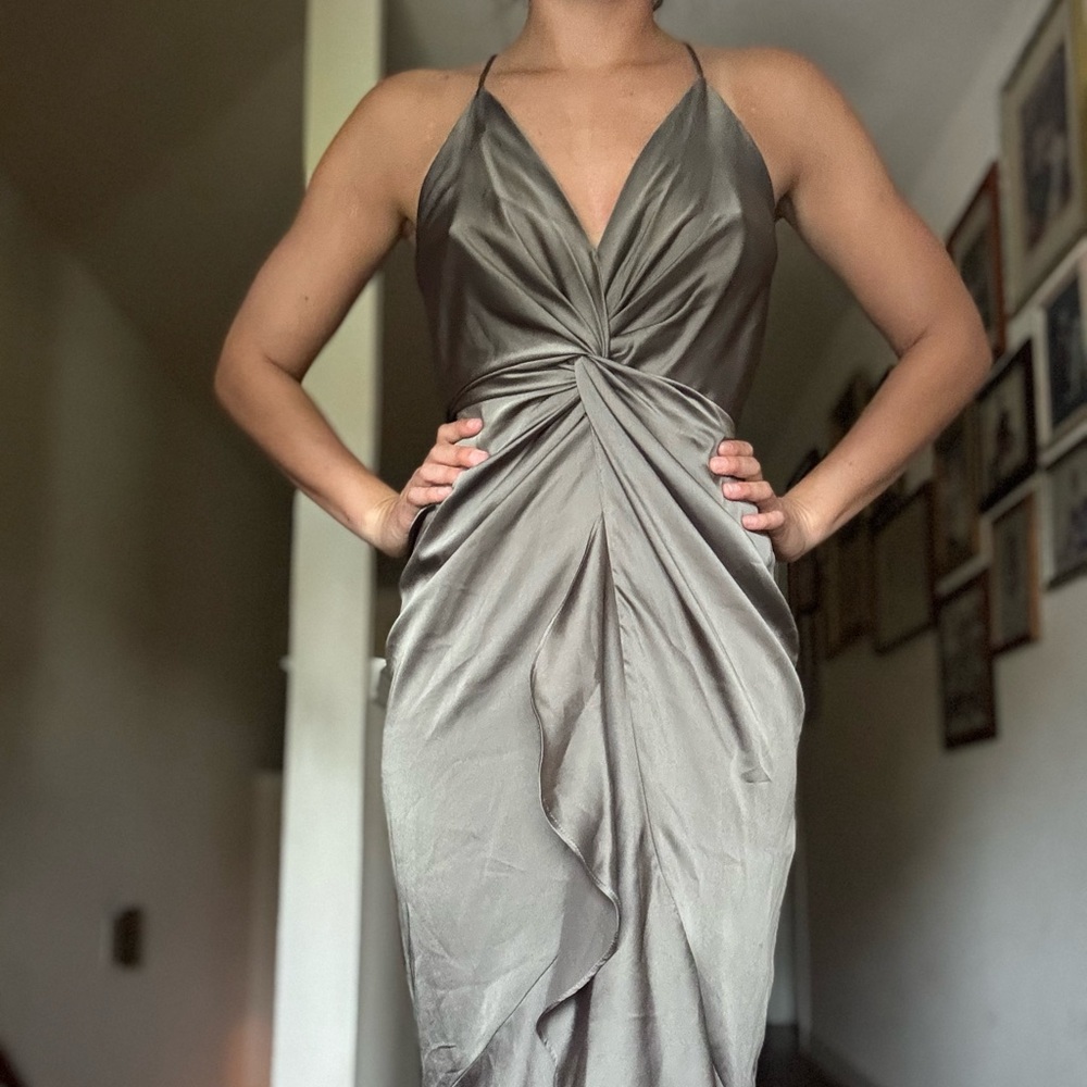 Sheike Forest Green Silky Midi Dress